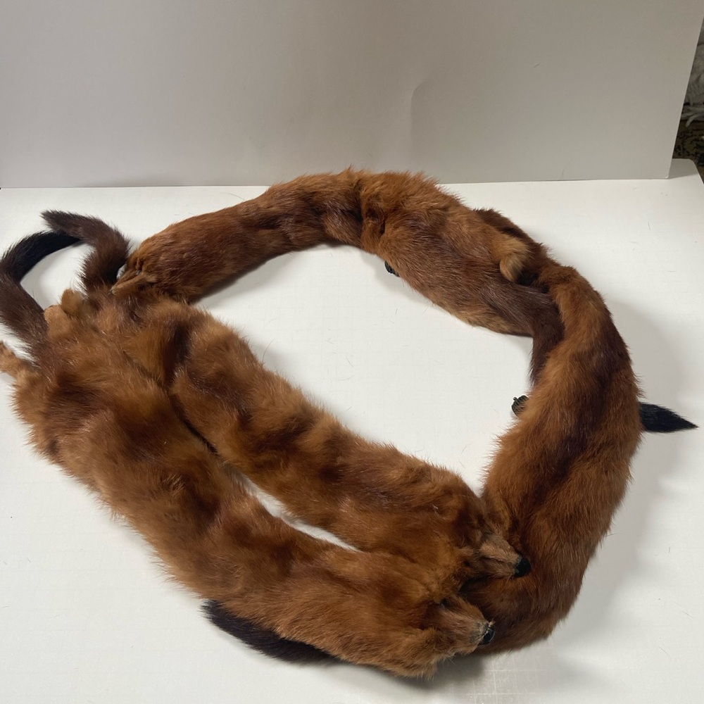 Vintage 1940’s 1950’s four little minks fur collar/stole